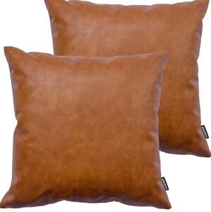 19.5 X 19.5 Inch Faux Leather Pillow Covers